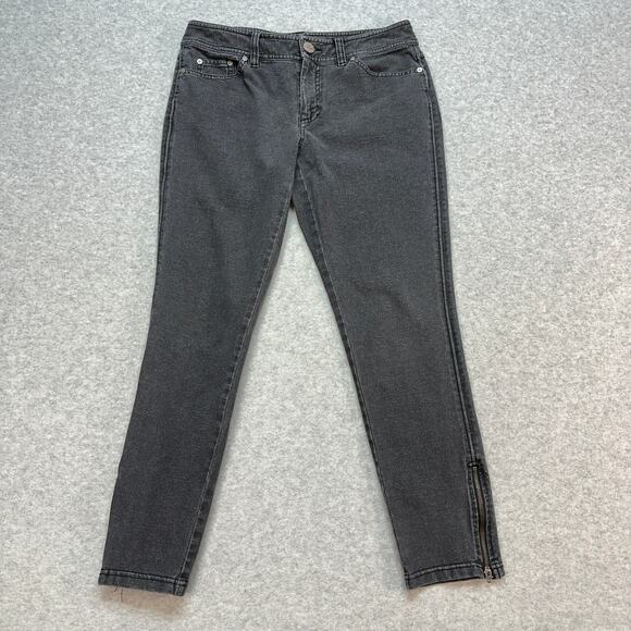 INC International Concepts Jeans Skinny Ankle Zip WMNS 6 Black Mid Rise WPL 8046 - Picture 1 of 8